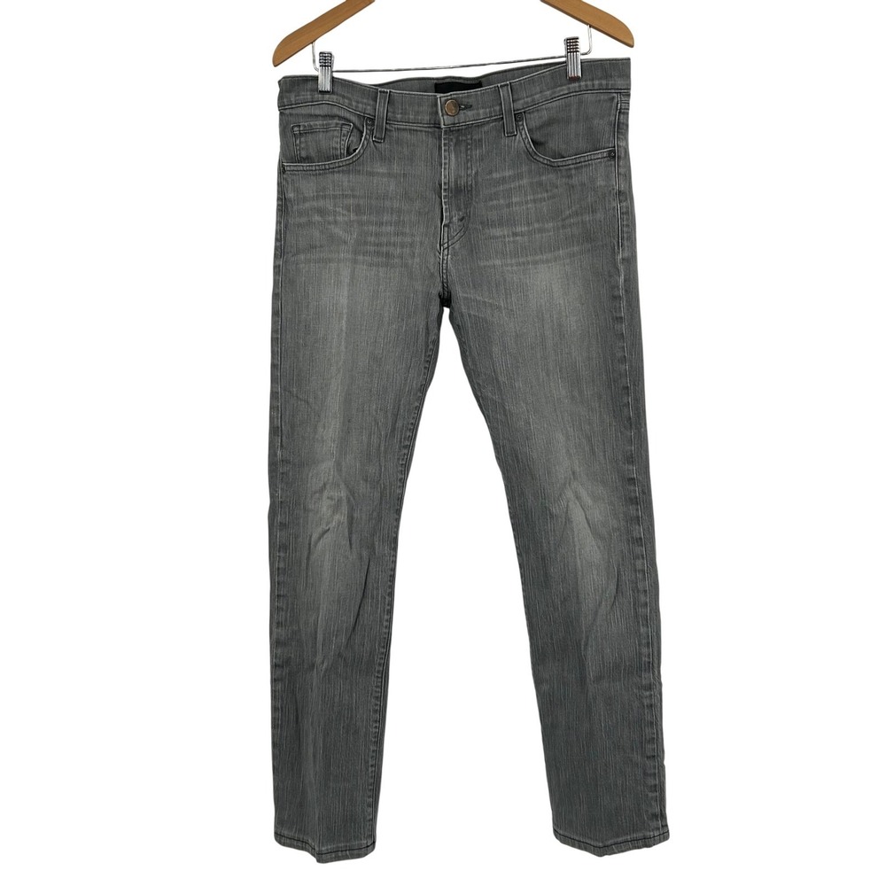 J Brand Mens Kane Slim Straight Jeans 34 Grey Ricochet Made in USA Minimalist